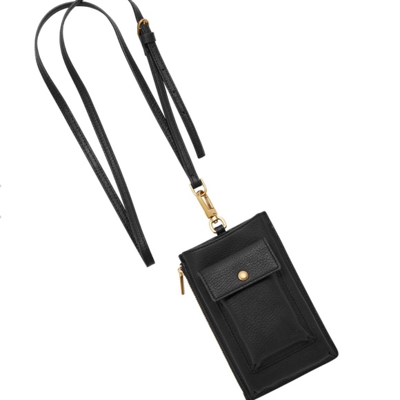 Fossil Handbags - Fossil Rio Leather Phone Crossbody Bag Black
